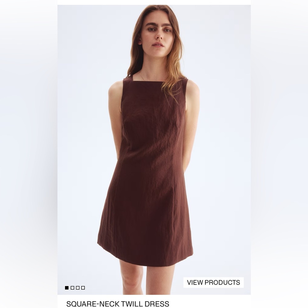 H&M Square-Neck Twill Dress NWT